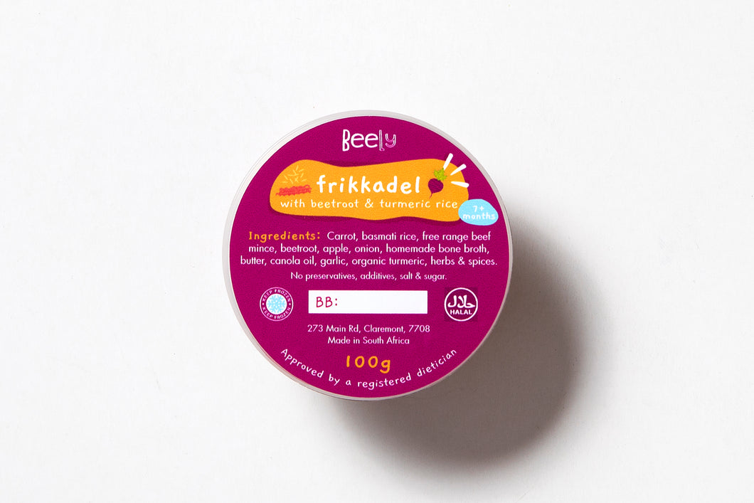 Frikkadel with beetroot and turmeric rice 100g - 7-9 months